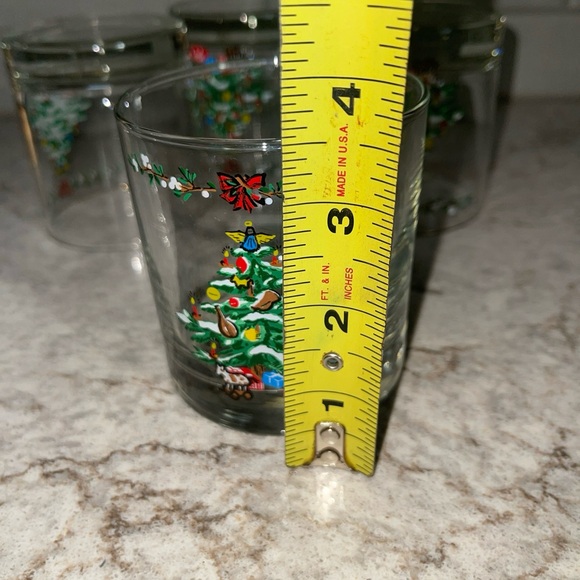 Vintage Set Of 4 Eggnog Low Ball Glasses Christmas Tree Angel Holiday Tradition - Picture 5 of 8